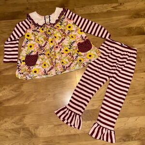 Counting Daisies Sunflower Outfit Ruffle‎ Leggings Long Sleeve Top